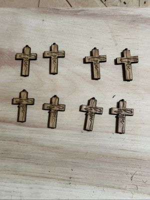 laser   cross earrings  love   hope 