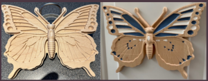 wood   small butterfly  before and after 